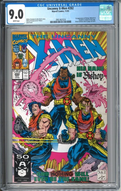 Uncanny X-Men #282 CGC 9.0 VF/NM WP 1991 Marvel Comics 1st Bishop John Byrne