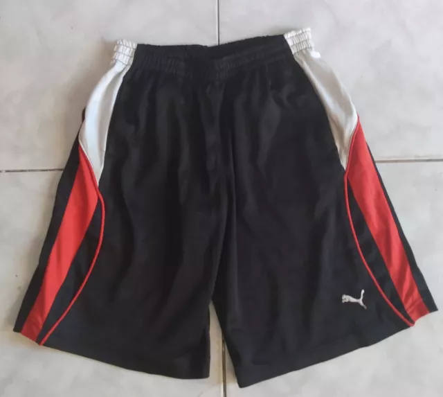 PUMA Youth Boys Kids Black red white Soccer T-Ball Football Atheti Shorts Size L