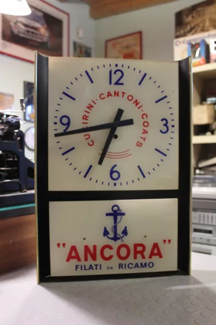 Orologio Pubblicitario Insegna ANCORA Filati da Ricamo Cucirini Epoca anni '60