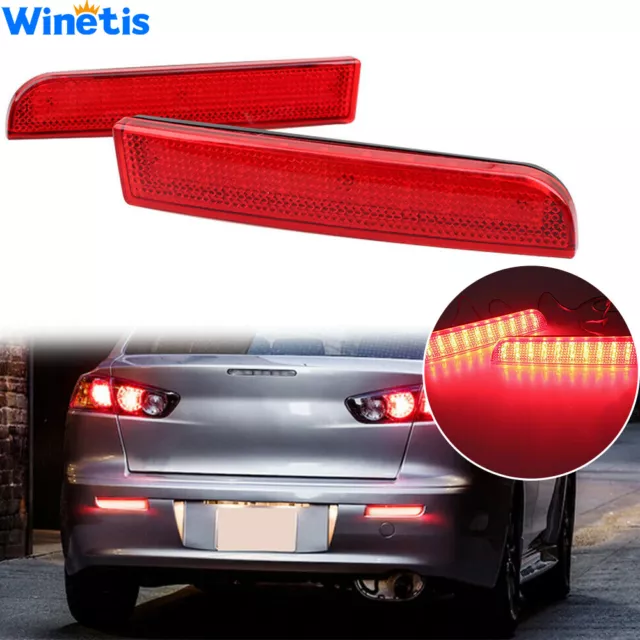 For Mitsubishi Lancer Evo Rear Bumper Reflector Red Brake LED w/Turn Signal Kit