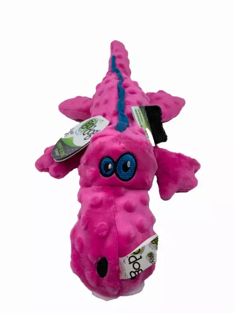 GoDog Gators Plush Dog Toys With Squeaker Large Pink