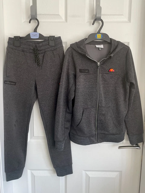 Tuta sportiva con cappuccio per bambini grigio antracite ELLESSE 2 pezzi età circa 9-10 anni