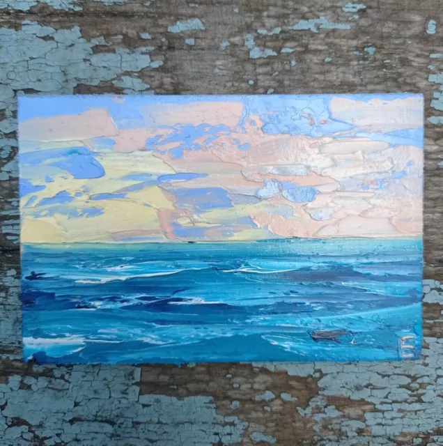Quadro Il mare con gabbiani di Autore Sconosciuto - Paesaggi Antichi, falso  d'autore 22x28cm Paesaggi