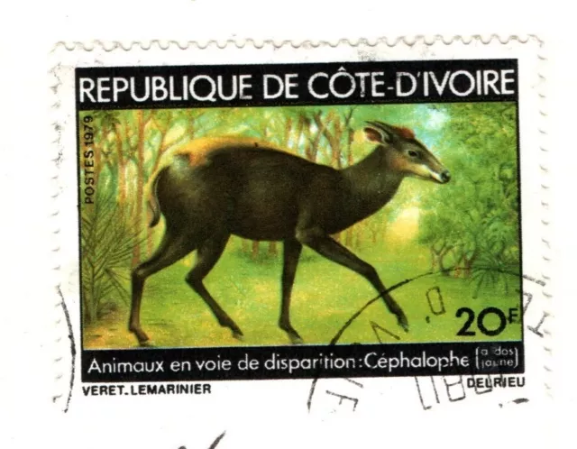 Ivory Coast Cote D'Ivoire 1979 20f Endangered Animal Duiker SG575 Used