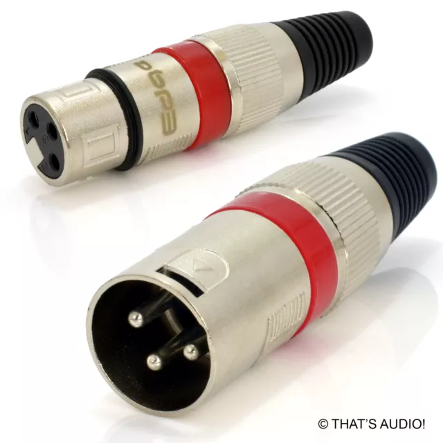 EDGE 3-PIN XLR Straight Plug RED with Cable Support (Select MALE or FEMALE)