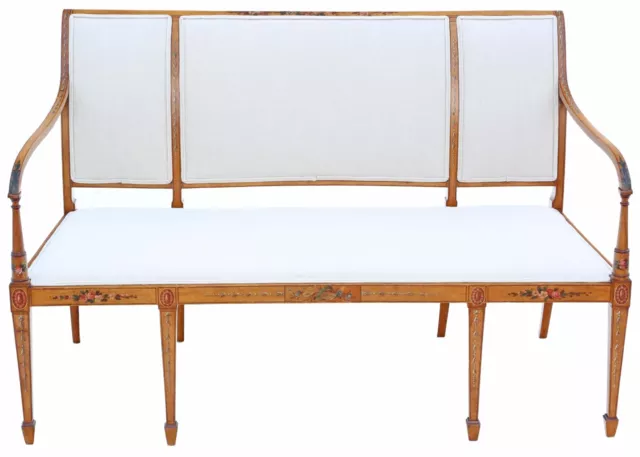 Antique very fine quality 19th Century decorated satinwood sofa late Victorian