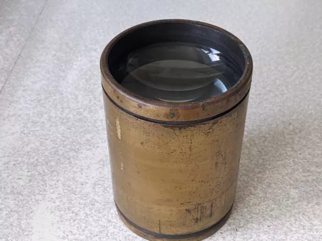 Large Antique Brass Telescope  Lens Part  - 5 1/4 X 3 3/4 Inch Spares Repairs