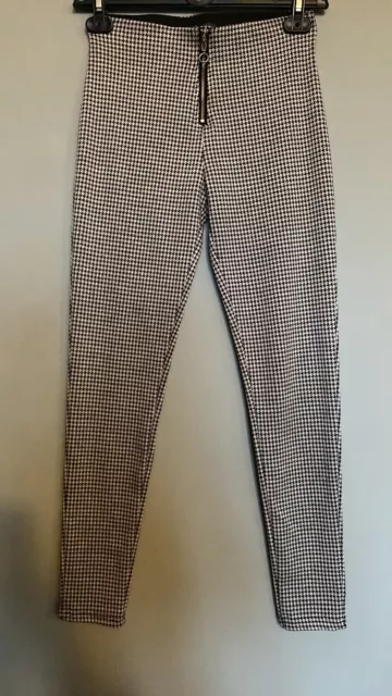 Girls Age 11-12 Years PRIMARK black And White Dogtooth Design Thick Leggings