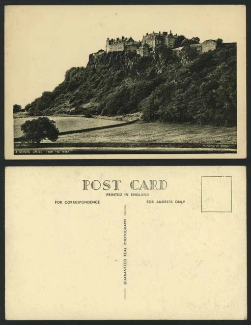 STIRLING CASTLE - from The West Old Real Photo Postcard