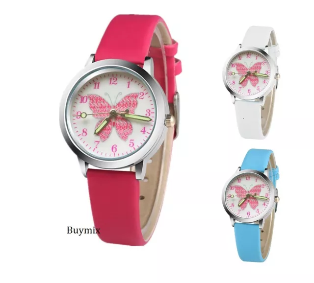 Girls Butterfly Wrist Watch Learn Time Children Gift Party Stocking