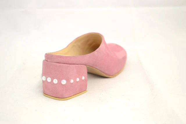 SCARPE SABOT DONNA Spuntato Camoscio Rosa 100% Fatto In Italia