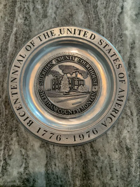 Pewter Colonial York Bicentennial Plate Sheridan Montana MT 1776 1976 Limited Ed