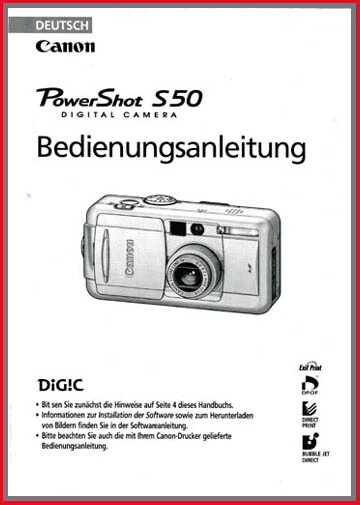 Canon - Bedienungsanleitung für Digital Camera PowerShot S 50 - Original