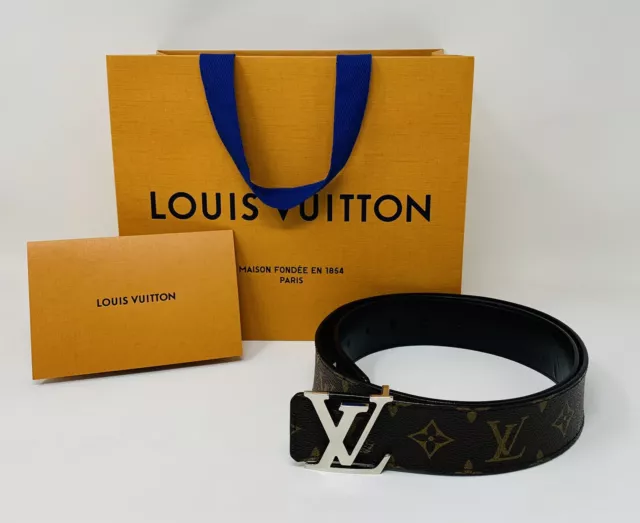 LOUIS VUITTON PVC Monogram 40mm LV Initiales Reversible Belt 85 34  Iridescent Prism 796170