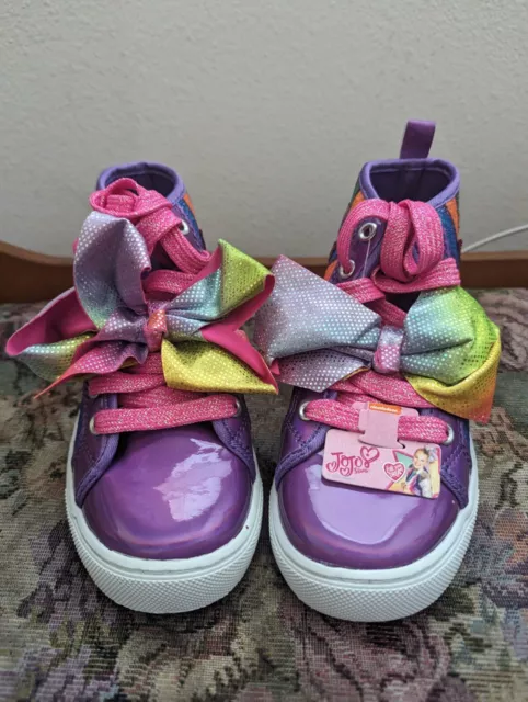 Jojo Siwa Girls Sneakers Bow Lace Size 13 New High-Top Pink & Purple Sequins