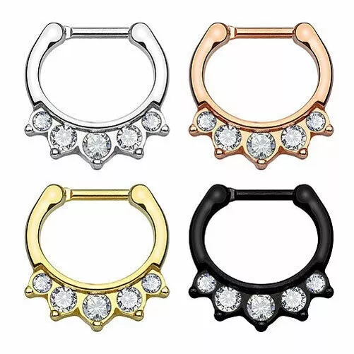 Piercing Septum Anneau Nasal de Nez Universel Oreille 5 Cristal Pointes