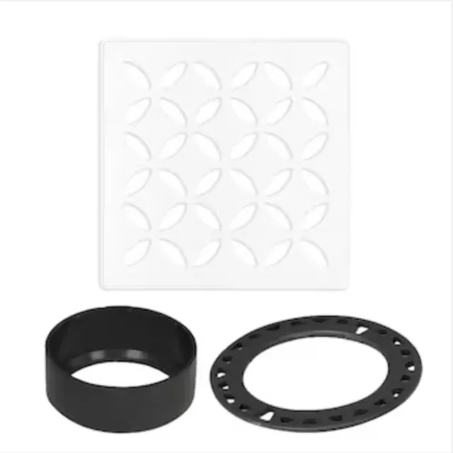 💦FREE SHIP💦Schluter✨Kerdi-Drain Grate 4-in Matte White Floral KDIF4GRKMBWD5