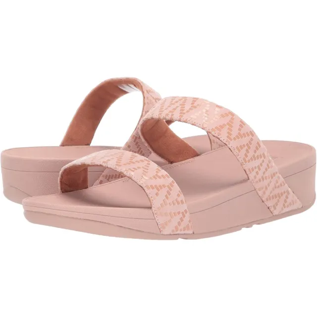 Fitflop Lottie Chevron Slide - Women's Comfy Sandals - Black & Oyster Pink