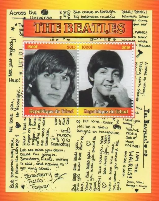 The Beatles Ringo Starr Paul Mccartney 2015 Mnh Stamp Sheetlet