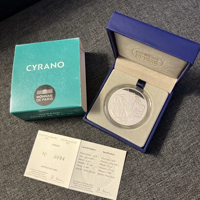 pièces de monnaie argent dix euros Cyrano de Bergerac 2012