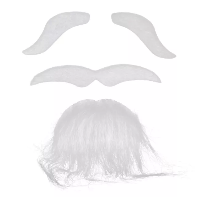2 Pieces White Man Halloween Props Small Fake Handlebar Moustache