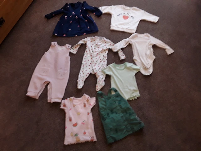 Baby Girl's Clothes Bundle. 3-6 Months. M&S, Nutmeg, Etc.t-Shirts,Rompers,Dress