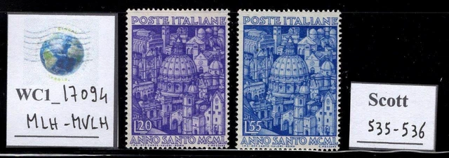 WC1_17094. ITALY. 1950 HOLY YEAR set. Sc. 535-536. MLH-MVLH