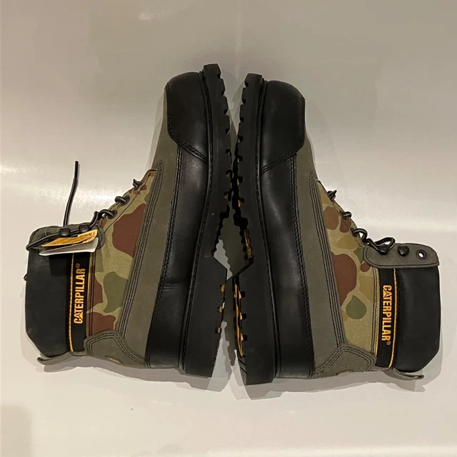 CAT X NIGEL Cabourn Caterpillar safety boots camo leather suede UK 11