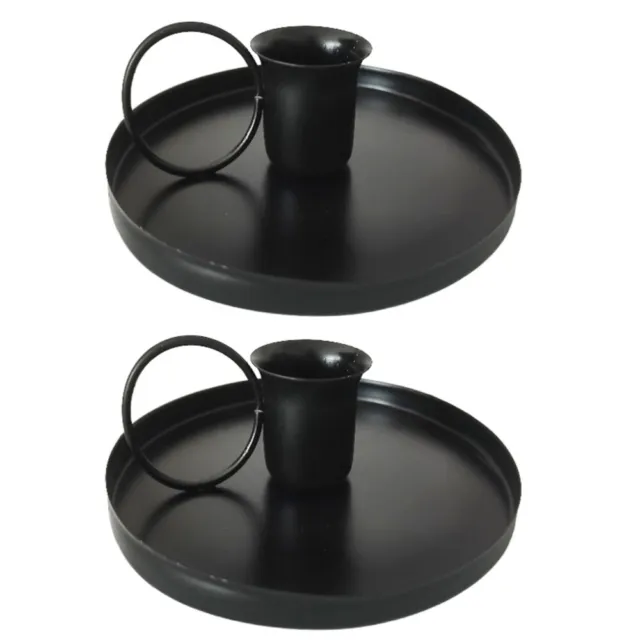 2PCS Black Iron Chic Candlestick Candle Stand Candle Holder for Home Indoor