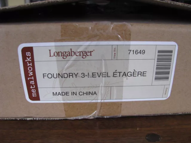 longaberger wrought iron #71649 Foundry 3-level Etagere NIP