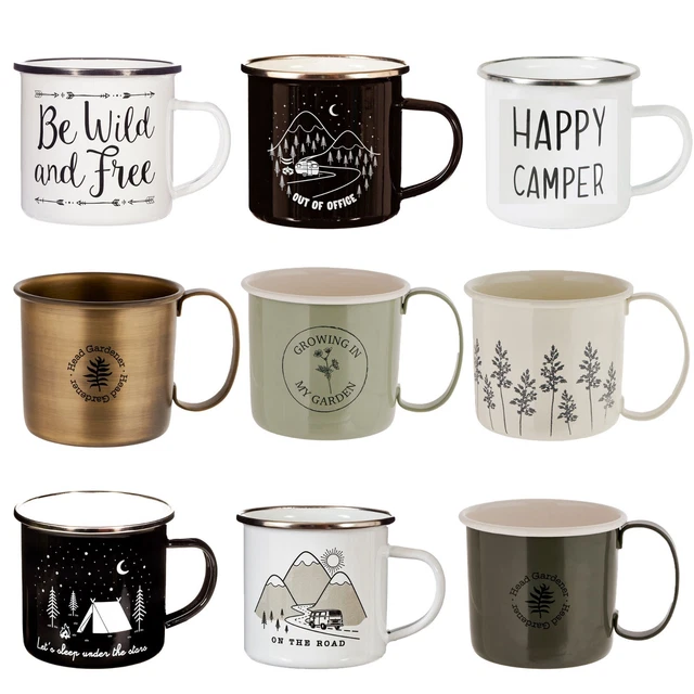 Emaille Metallbecher Outdoor Camping Gartenarbeit Picknick Kaffee Teetasse Abenteuer Geschenk