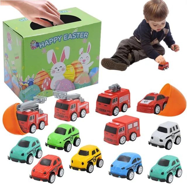 NEW Easter Eggs With Toy Pull Back Cars (12-Pack), Easter Kids 12 Eggs 12 Cars