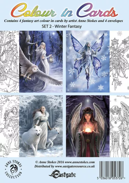 Greeting Cards 4er Set For Paint - Winter Fantasy - Anne Stokes Letters Postcard