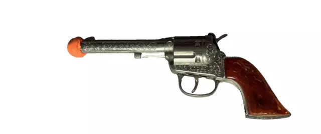 1950's Hubley Rodeo Western Engraved Diecast Cap Gun Toy Pistol & Holster