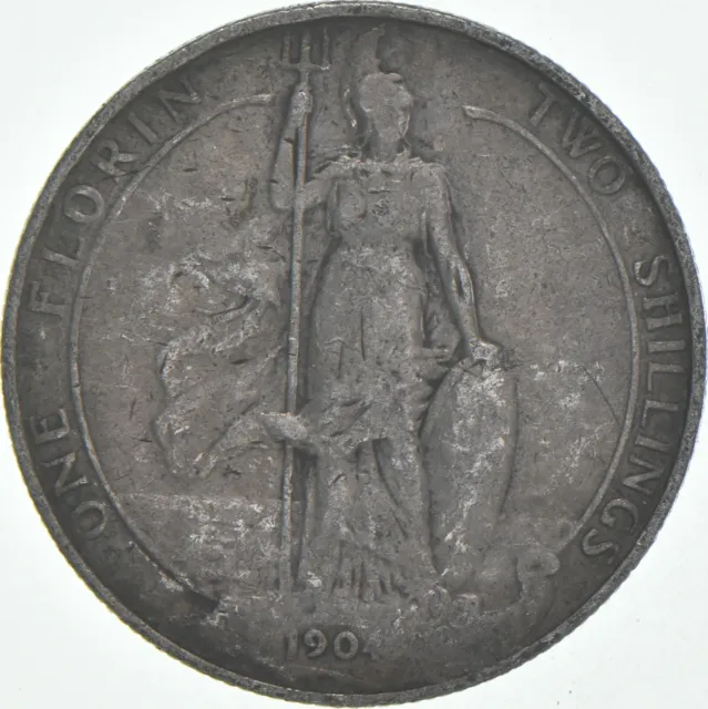 SILVER - WORLD Coin - 1904 Great Britain 1 Florin - World Silver Coin *801