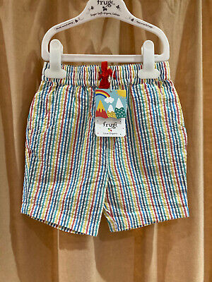 RRP £20 New Frugi Akira Summer Beach Shorts 100% Organic Cotton Stripe 12-18m