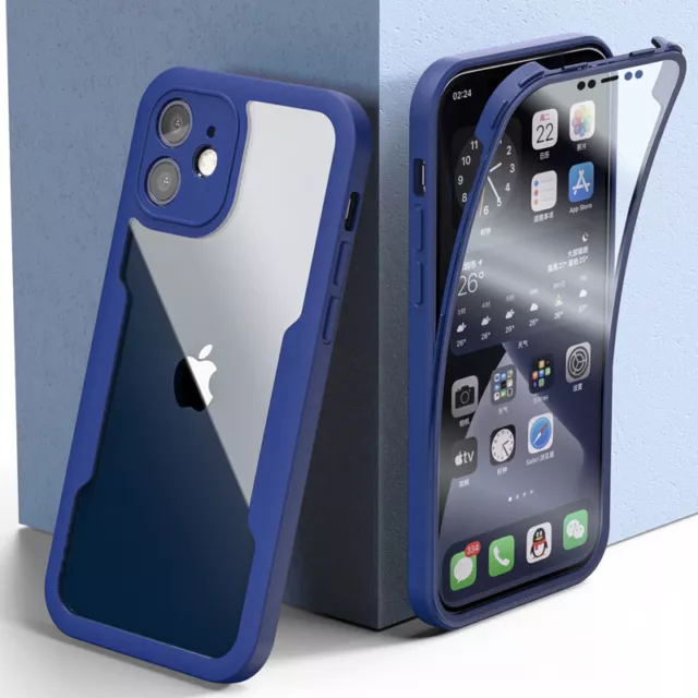 Shockproof 360° Silicone Full Case Cover Für iPhone 14 Pro Max 13 12 11 X XR 7 8