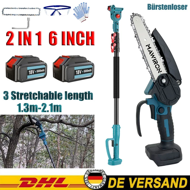2-in-1 Akku Teleskop Hochentaster & Mini Kettensäge - Bis 4,5m Reichweite