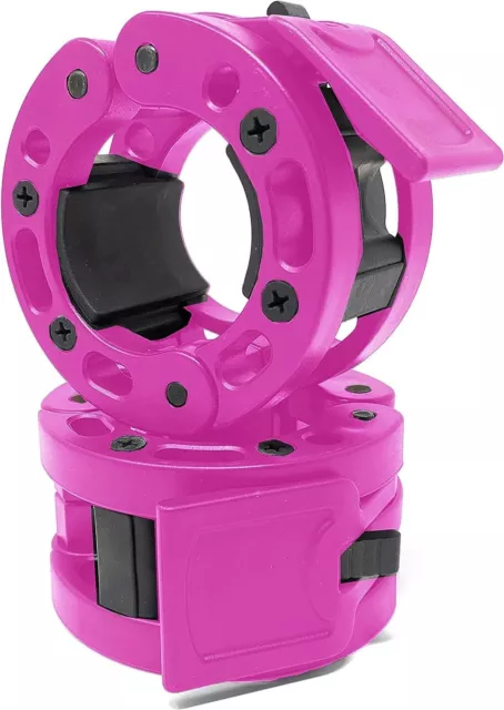 NEW! Olympic Barbell Clamps Quick Release Clout Fitness Gym Equipment 2”  Pink