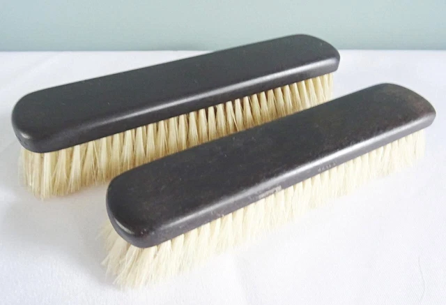 Antique Ebony Clothes Brush Victorian Dressing Table Dresser Black Wood Treen x2