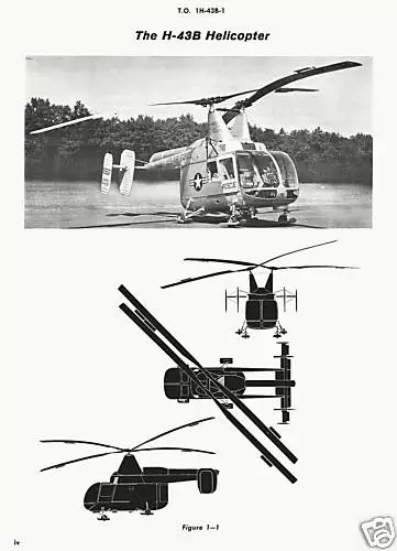 KAMAN H-43B HUSKIE FIRE FIGHTING HELICOPTER TO 1H-43B-1.         DOWNLOAD or DVD