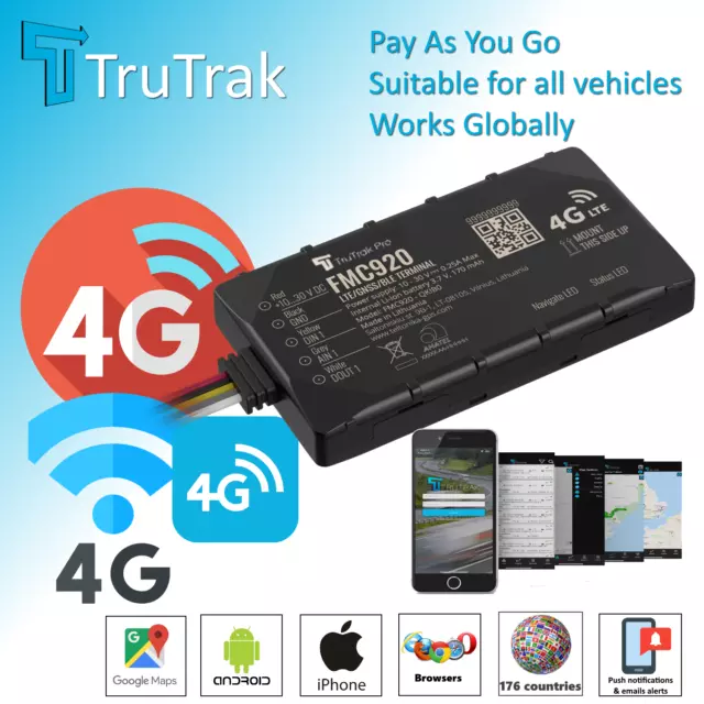 TruTrak 4G GPS Tracker - Real Time Vehicle Car Van Tracking Device System - PAYG