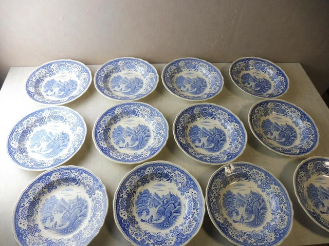 Lot de 12 assiettes creuses, Burgenland bleu, de Villeroy & Boch