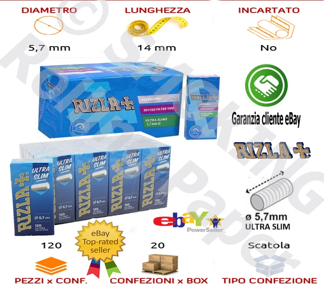 Filtros Rizla Ultra Slim De 5,7 Mm - 20 Cajitas De 120 Filtros