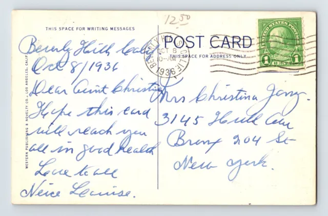 POSTCARD CALIFORNIA BEVERLY Hills CA Jean Harlow Residence Mansion ...