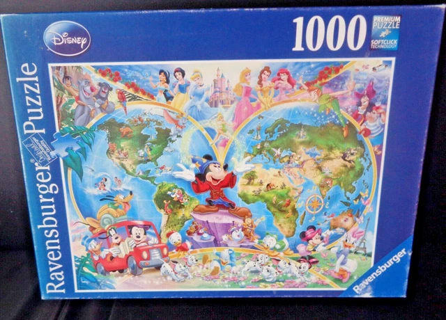 RAVENSBURGER DISNEY'S WORLD Map 1000 piece jigsaw puzzle good used ...