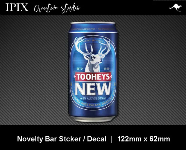 Tooheys New Beer Can Decal | Sticker | Bar | Novelty | Man Cave | 122Mm X 62Mm