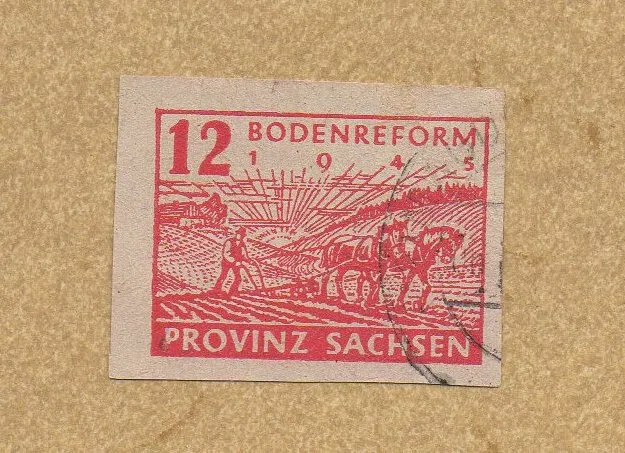 Briefm.Deutschl.Sowj.Zone,1945,Prov.Sachsen,12Pfg.Boden.Mi.86,gest. Zust.s.Scan