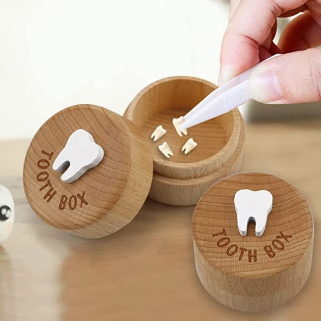 Wooden Cute Kids Tooth Boxes Storage Box Dropped Tooth Keepsake Tooth Fairy Box
