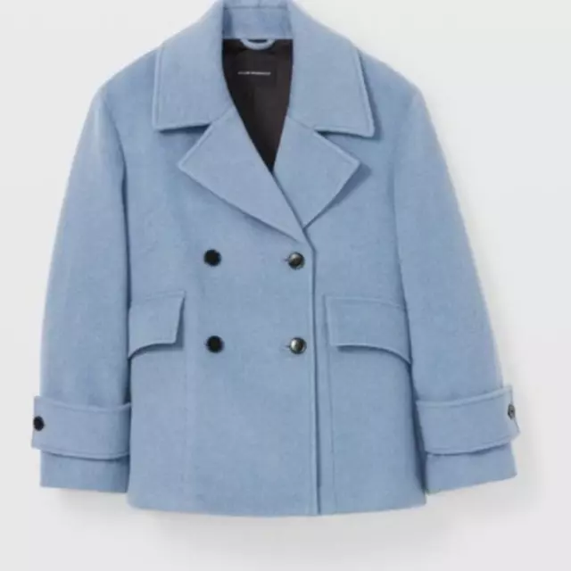 Club Monaco large Relaxed Double Breasted Blue Wool Pea Coat NWT